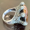 STERLING SILVER MARCASITE TIGEREYE RING
