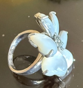 STERLING SILVER MARCASITE MOTHER OF PEARL FLOWER RING