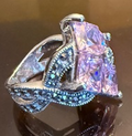 STERLING SILVER MARCASITE 4 STONE PINK RING