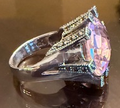 STERLING SILVER MARCASITE PINK FACET RING