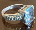 STERLING SILVER MARCASITE LIGHT BLUE RING
