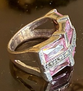 STERLING SILVER PINK MARCASITE RING