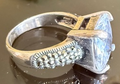 STERLING SILVER MARCASITE EMERALD CUT CLEAR STONE RING