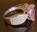 STERLING SILVER CZ PINK PEAR SHAPE RING
