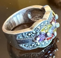 STERLING SILVER MARCASITE MULTI STONE MARQUISE RING