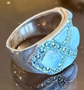 STERLING SILVER WHITE MOTHER OF PEARL MARCASITE RING