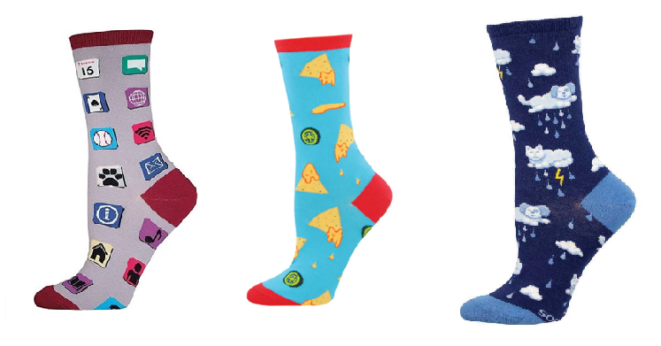 LADIES SOCKS SET OF 3 PAIR / APPS & NACHO BUSINESS & RAINING CATS AND DOGS
