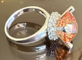 STERLING SILVER CZ LARGE AMBER SOLITAIRE RING