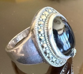 STERLING SILVER MARCASITE BLACK RING