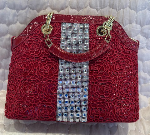 NEW YORK RED LACE CRYSTAL BAG 60460