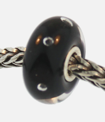 TROLLBEAD BLACK BUBBLES GLASS BEAD