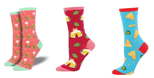 LADIES SOCKS SET OF 3 PAIR / WISHES IN THE WIND & HOPPIER TOGETHER & NACHO BUSINESS