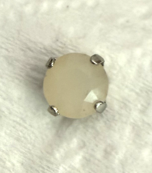 MARIANA EARRINGS STUDS: white crystal 8.5mm stone in silver setting, post backs