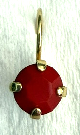 MARIANA EARRING: red 1/4" stone in yellow gold setting, lever back
