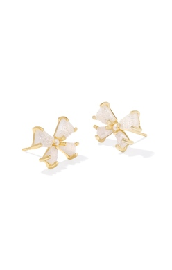 KENDRA SCOTT EARRINGS BLAIR BOW SMALL STUD GOLD IRIDESCENT DRUSY