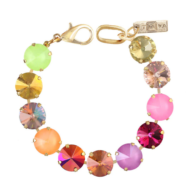 TOVA BRACELET CROATIA PINK OMBRE: Swarovski crystals in gold plated setting, 6.75"