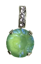 MARIANA EARRINGS BLOOM: green, lavender stones in 1/2" silver rhodium setting, lever back