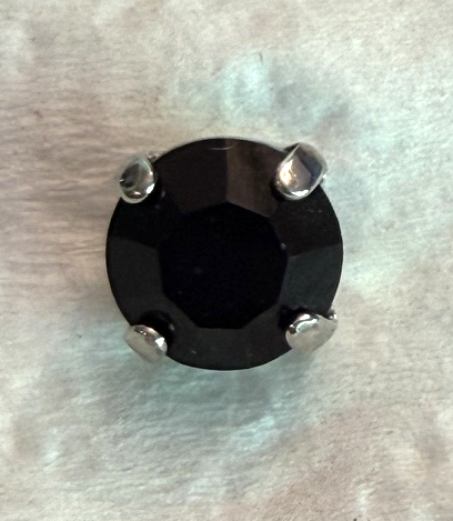 MARIANA EARRINGS STUDS: black 8.5mm stone in silver setting, post backs