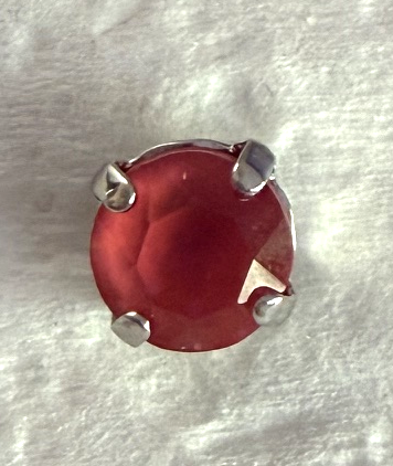 MARIANA EARRINGS STUDS: dark pink crystal 8.5mm stone in silver setting, post backs