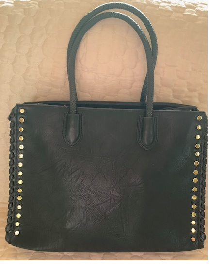 NEW YORK LARGE BLACK FAUX LEATHER TOTE 60216