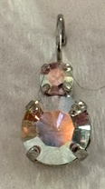 MARIANA EARRINGS ON A CLEAR DAY AUDREY: large a/b stone, small clear stone in silver rhodium setting