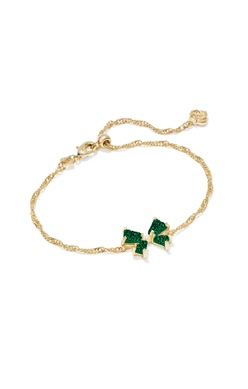 KENDRA SCOTT BRACELET BLAIR BOW SM CHAIN GOLD EMERALD DRUSY