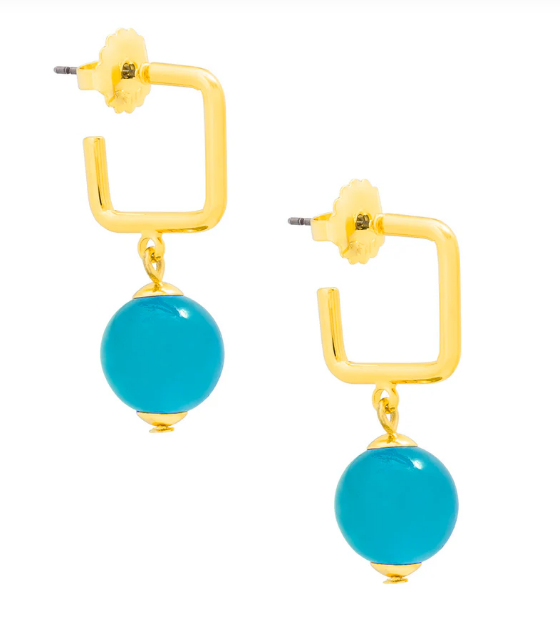 ZENZII GLASSBEAD SQUARE DROP EARRING BLUE