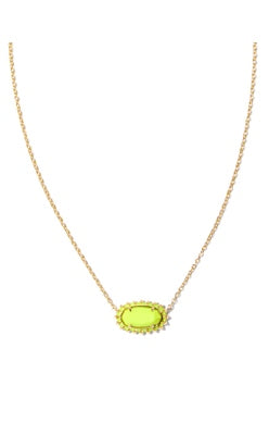 KENDRA SCOTT NECKLACE ELISA COLOR BURST FRAME GOLD CHARTREUSE MAGNESITE