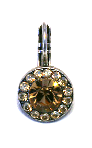 MARIANA EARRINGS SUN SAND SOPHIA: amber center stone, light amber stones in silver rhodium setting, lever backs