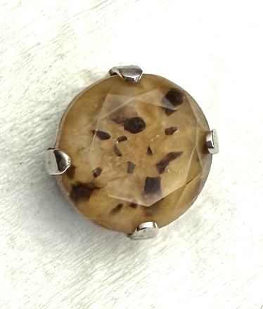 MARIANA EARRINGS STUDS: beige/brown 10mm stone in silver setting, post backs