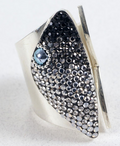 MOSAICO RING PR-8630-H: multi color Austrian crystals in 1.25" solid silver adjustable setting