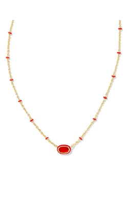 KENDRA SCOTT NECKLACE MINI ELISA ENAMEL FRAME GOLD RED ILLUSION