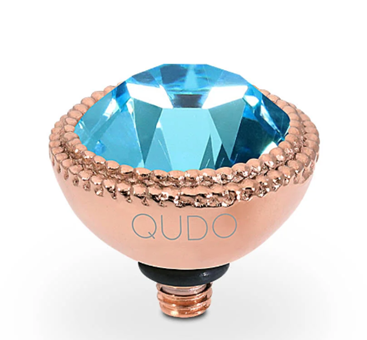 QUDO FABERO ROUND AQUAMARINE 11MM ROSEGOLD TOPPER