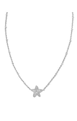 KENDRA SCOTT NECKLACE JAE STAR PAVE SHORT PENDANT SILVER WHITE CRYSTAL