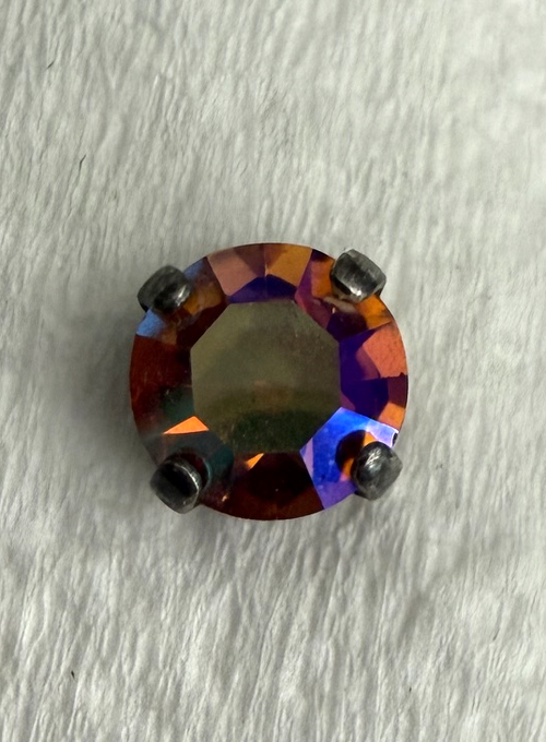 MARIANA EARRINGS STUDS: topaz iridescent 8.5mm crystal stone in silver setting, post backs