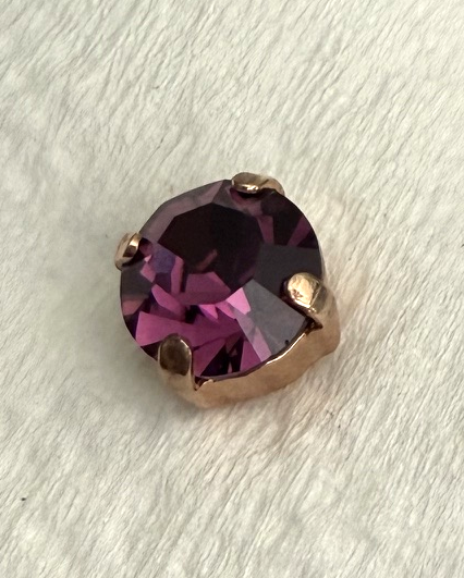 MARIANA EARRINGS STUDS: purple crystal 8.5mm stone in rose gold setting, post backs