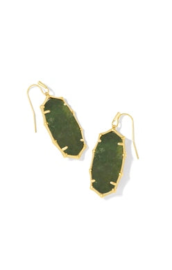 KENDRA SCOTT EARRINGS ELLE BAMBOO FRAME DROP GOLD SAGE SERPENTINE