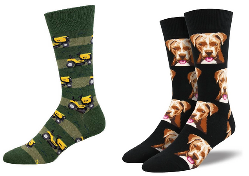 MEN'S SOCKS SET OF 2 PAIR LAWN MOWER & PIT BULL