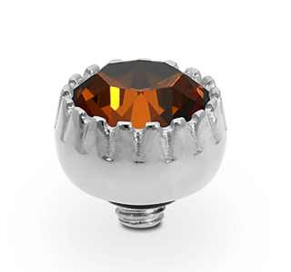 QUDO LONDON TOPPER 8MM SMALL SMOKED AMBER SILVER