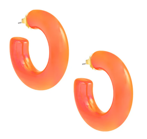 ZENZII CHUNKY IRIDESCENT LUCITE EARRING ORANGE