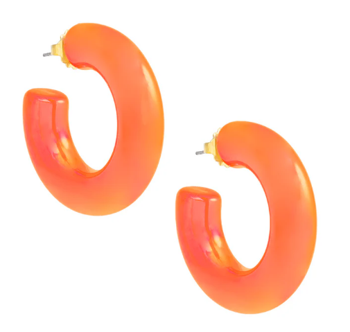 ZENZII CHUNKY IRIDESCENT LUCITE EARRING ORGANGE