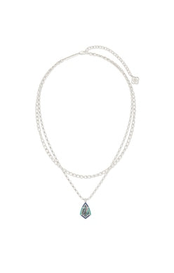 KENDRA SCOTT NECKLACE CAMRY ENAMEL MULTI STRAND SILVER ABALONE