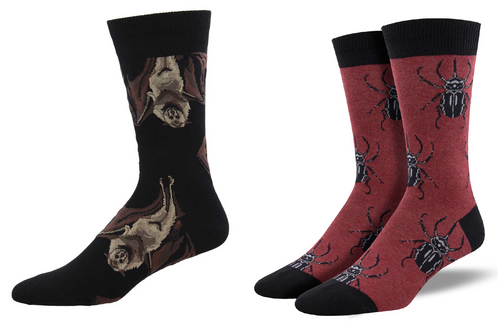 MEN'S SOCKS SET OF 2 PAIR GOING BATTY & BEETLE MANIA