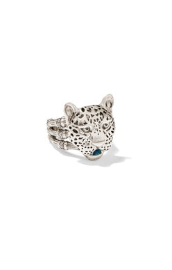 KENDRA SCOTT RING MAURA JAGUAR STATEMENT VINTAGE SILVER VARIEGATED INDIGO SIZE 8