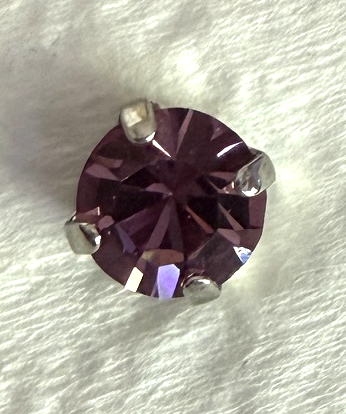 MARIANA EARRINGS STUDS: violet crystal 8.5mm stone in silver setting, post backs