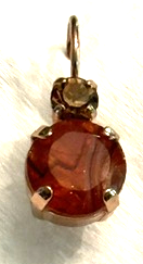 MARIANA EARRINGS AUDREY: amber, brown stones in 3/4" rose gold setting, lever back