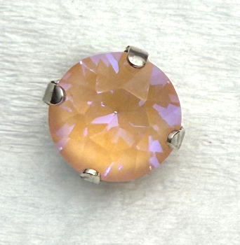 MARIANA EARRINGS STUDS: peach sun kissed 10mm crystal stone in silver setting, post backs