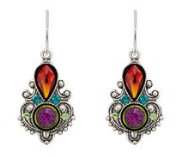 FIREFLY EARRINGS SPRING 24 MC: multi color stones in " silver setting, wire backs
