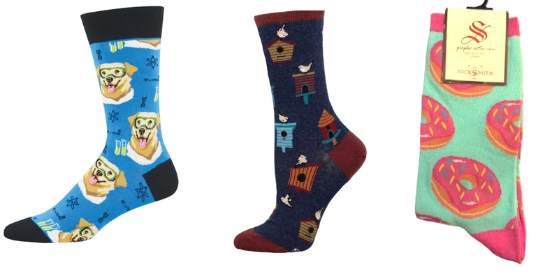 LADIES SOCKS SET OF 3 PAIR / SCIENCE LAB & BIRDHOUSES & DONUTS