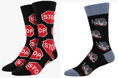 MEN'S SOCKS SET OF 2 PAIR JUST STOP & PIRANHA